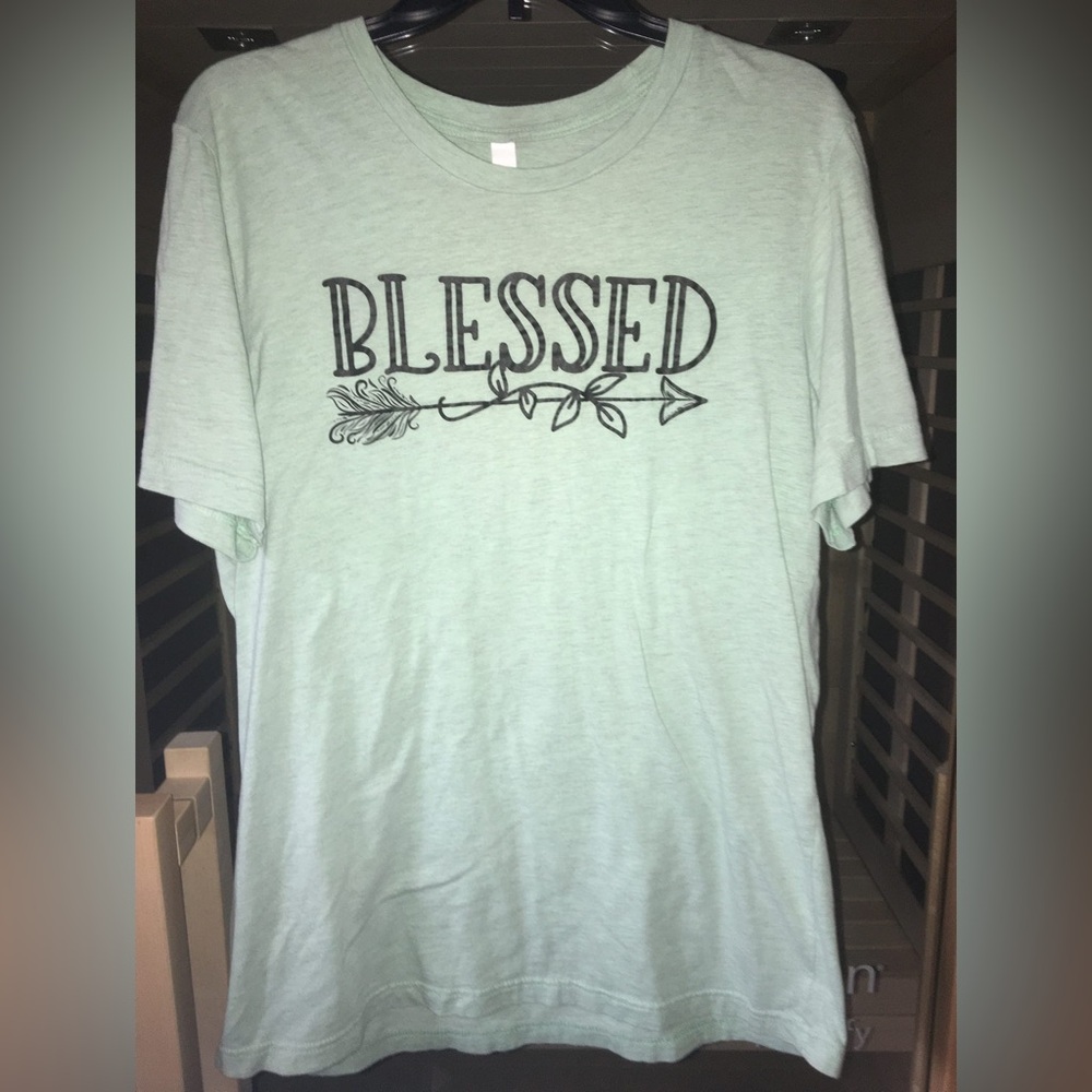 Bella Canvas mint green ‘Blessed’ size Large tee